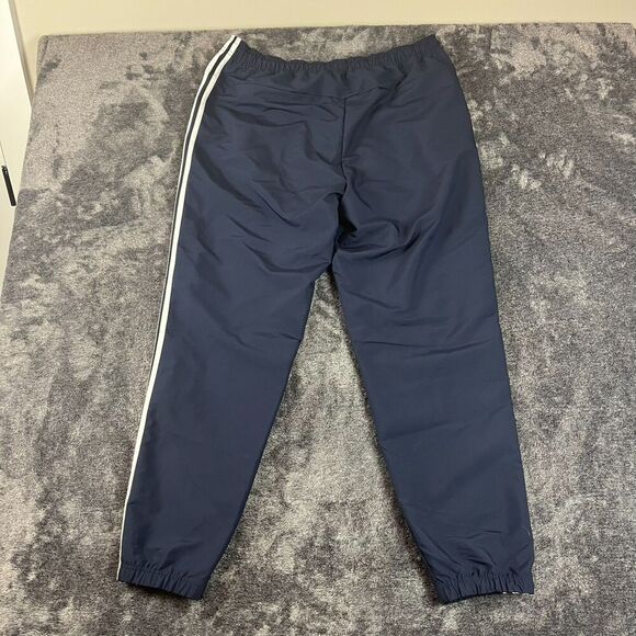 Adidas Windbreaker Joggers Men's L Navy Blue Track Pants Tapered Leg Pockets - Picture 10 of 12
